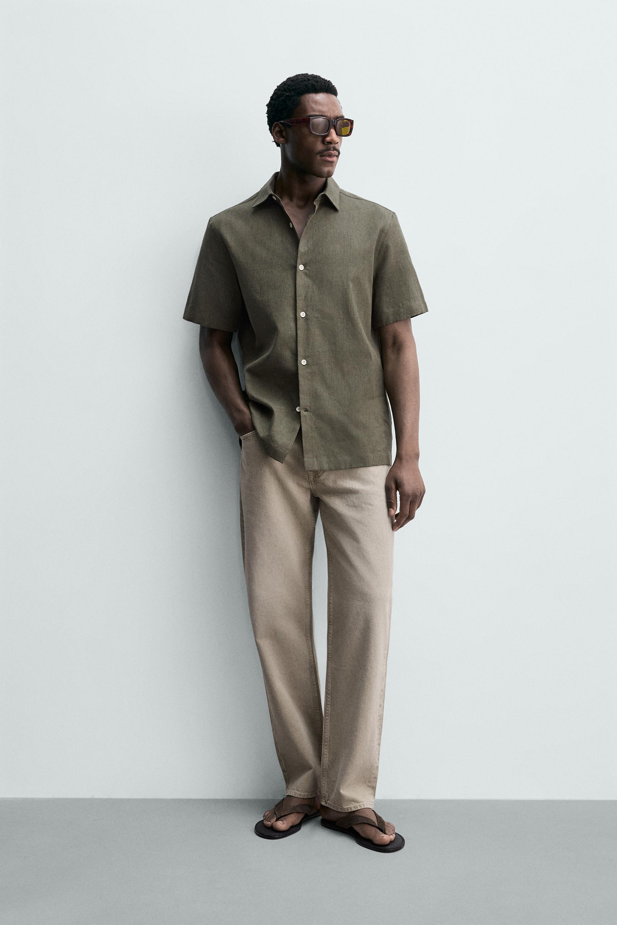 REGULAR FIT LINEN-COTTON SHIRT